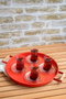 Hermia Set 4 Bandejas Metálicas Rojas M0259, Diseño Elegante para Servir y Decorar, Metal Duradero, Tamaños Variados 30-51cm